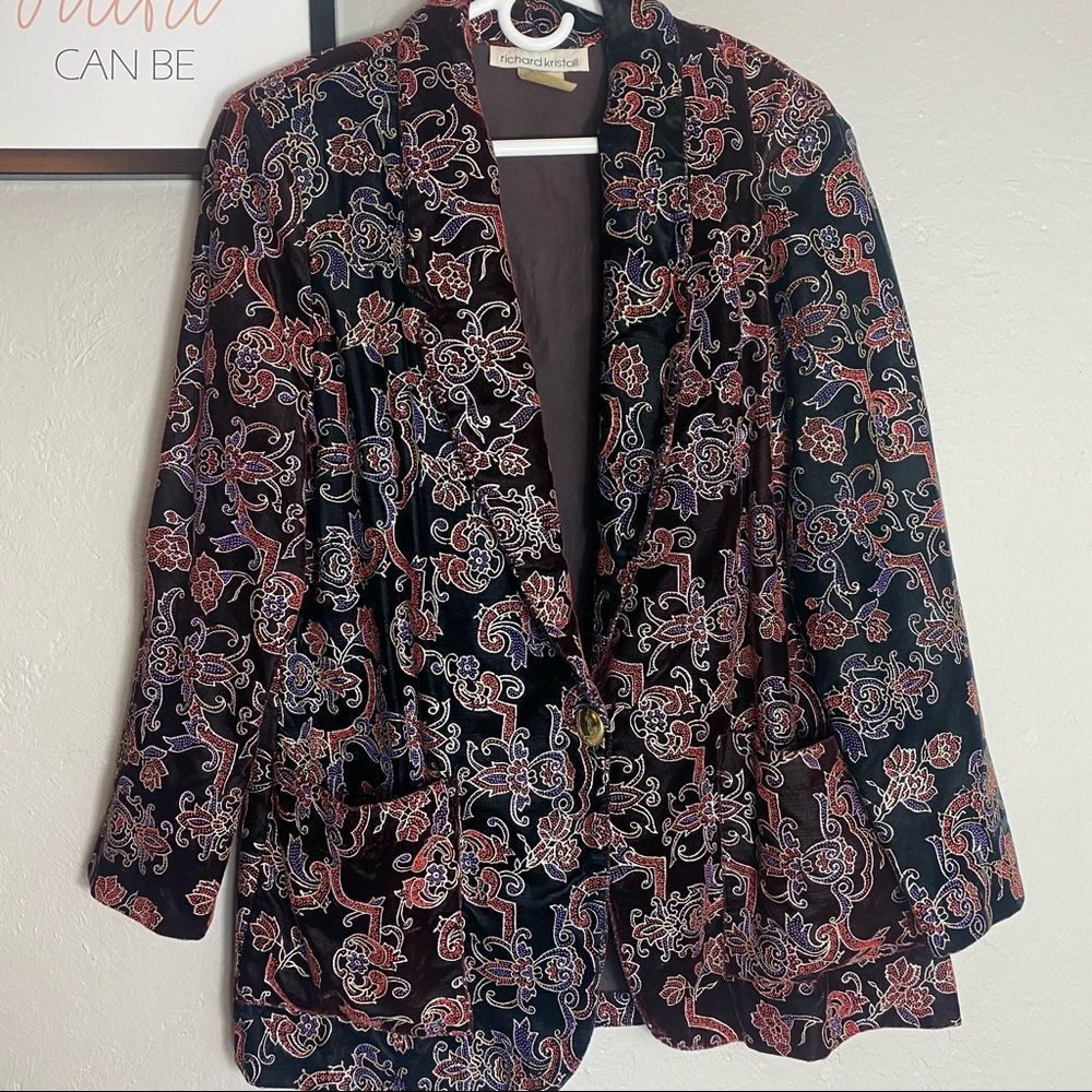 Richard Kristall vintage foiled suede two color toned blazer